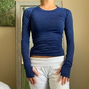Lululemon Blue Long Sleeve Shirt Thumbholes
